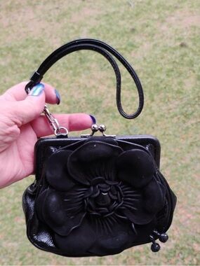 Brighton Black Floral Wristlet Mini Bag Interchangeable Sides